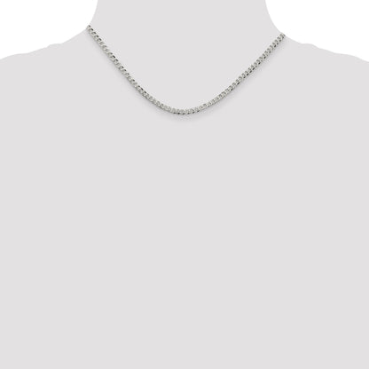 16 Inch Sterling Silver 3.2mm Beveled Curb Chain Necklace