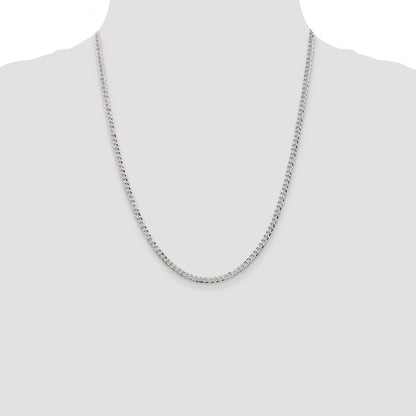 22 Inch Sterling Silver 3.2mm Beveled Curb Chain Necklace