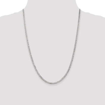 24 Inch Sterling Silver 3.2mm Beveled Curb Chain Necklace