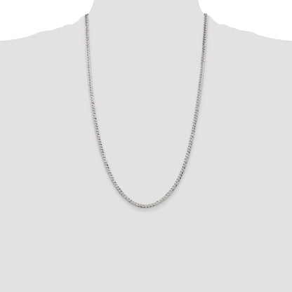 26 Inch Sterling Silver 3.2mm Beveled Curb Chain Necklace