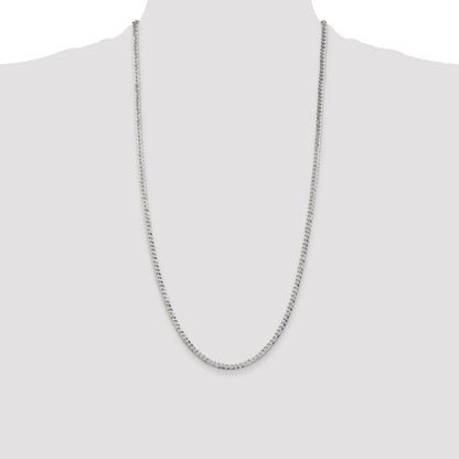 28 Inch Sterling Silver 3.2mm Beveled Curb Chain Necklace