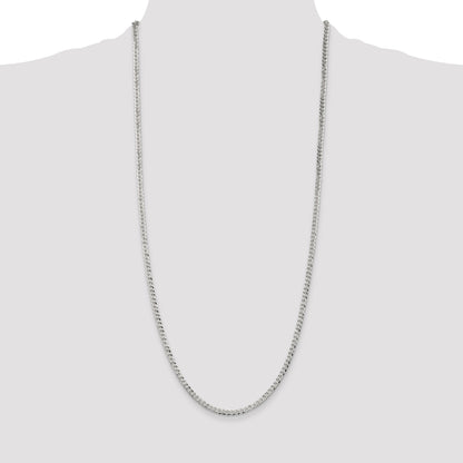 30 Inch Sterling Silver 3.2mm Beveled Curb Chain Necklace