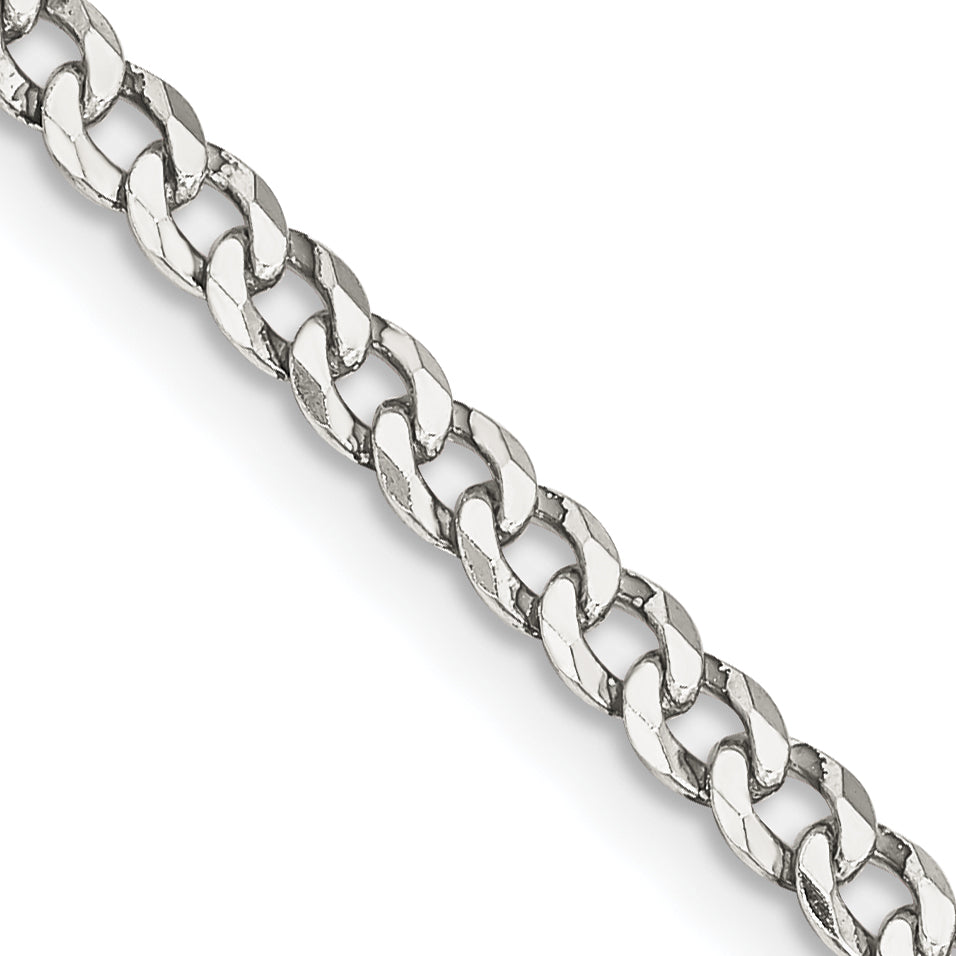 16 Inch Sterling Silver 3.2mm Beveled Curb Chain Necklace