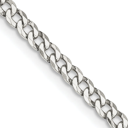 28 Inch Sterling Silver 3.2mm Beveled Curb Chain Necklace