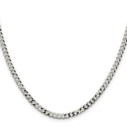 20 Inch Sterling Silver 4mm Beveled Curb Chain Necklace