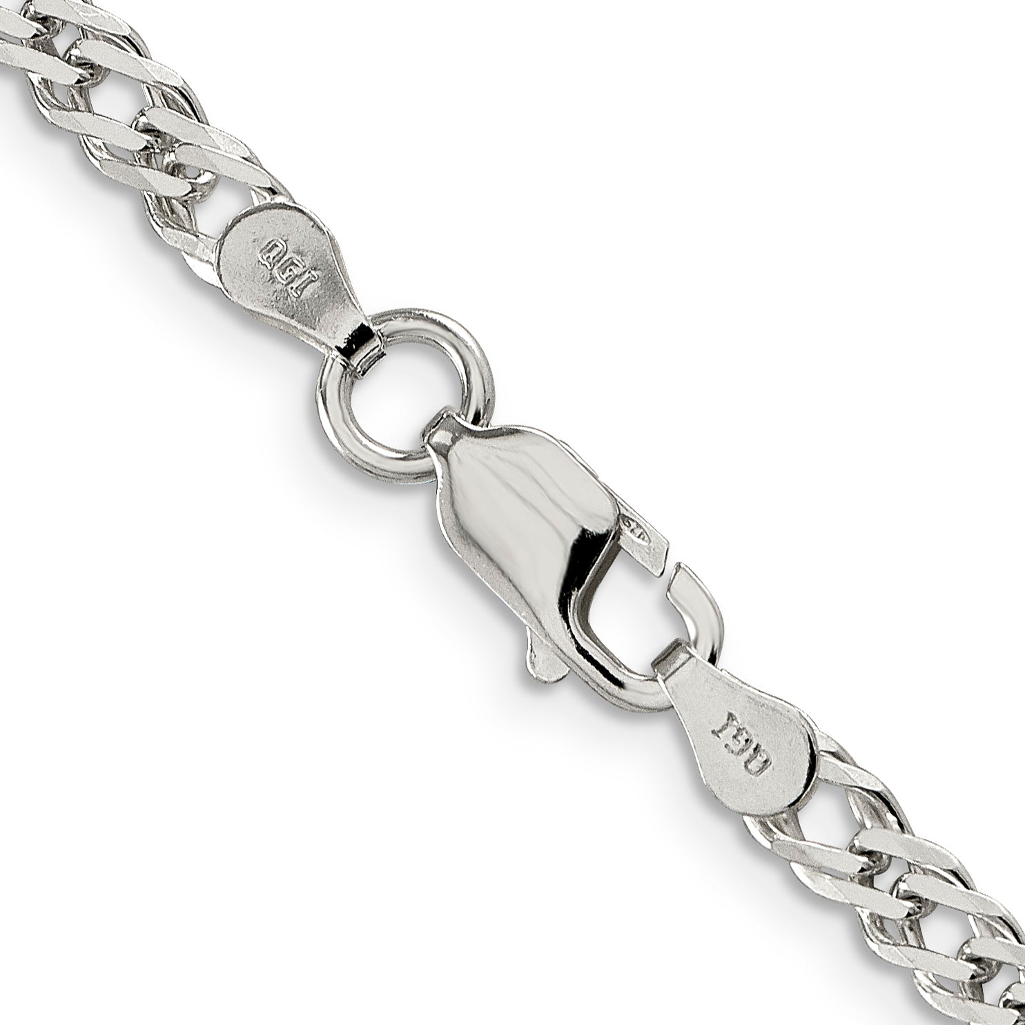 22 Inch Sterling Silver 4mm Beveled Curb Chain Necklace