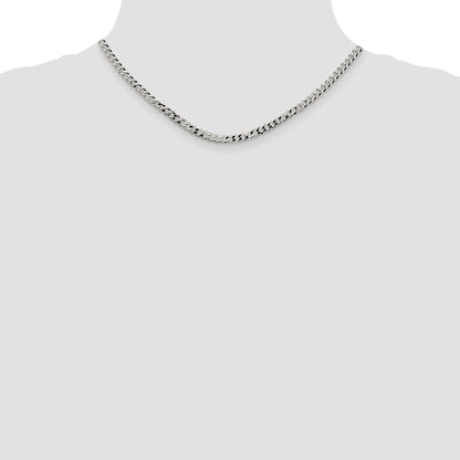 16 Inch Sterling Silver 4mm Beveled Curb Chain Necklace