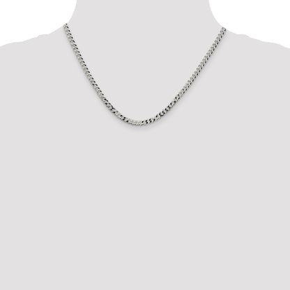 18 Inch Sterling Silver 4mm Beveled Curb Chain Necklace