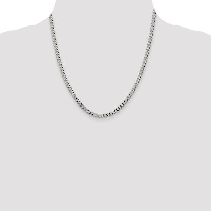 20 Inch Sterling Silver 4mm Beveled Curb Chain Necklace