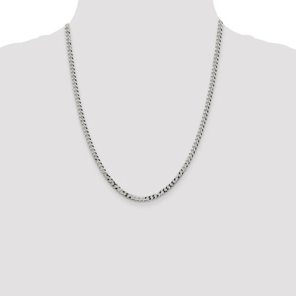 22 Inch Sterling Silver 4mm Beveled Curb Chain Necklace