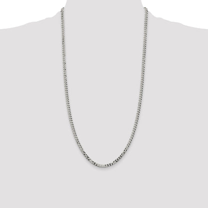 28 Inch Sterling Silver 4mm Beveled Curb Chain Necklace