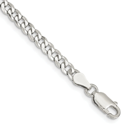 8 Inch Sterling Silver 4mm Beveled Curb Chain Bracelet