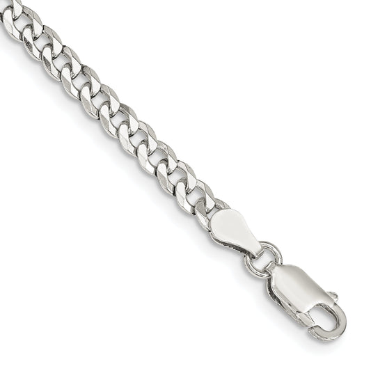 8 Inch Sterling Silver 4mm Beveled Curb Chain Bracelet