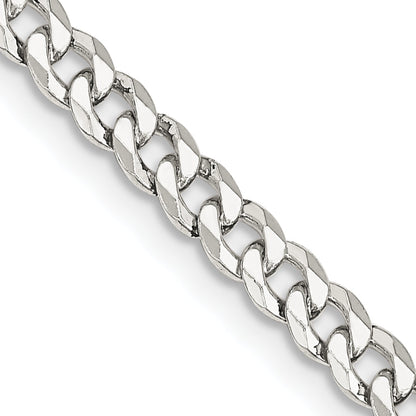 20 Inch Sterling Silver 4mm Beveled Curb Chain Necklace