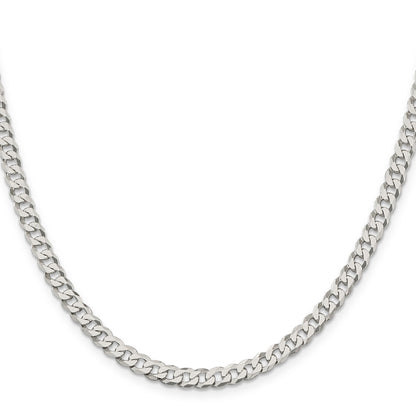 30 Inch Sterling Silver 5mm Beveled Curb Chain Necklace