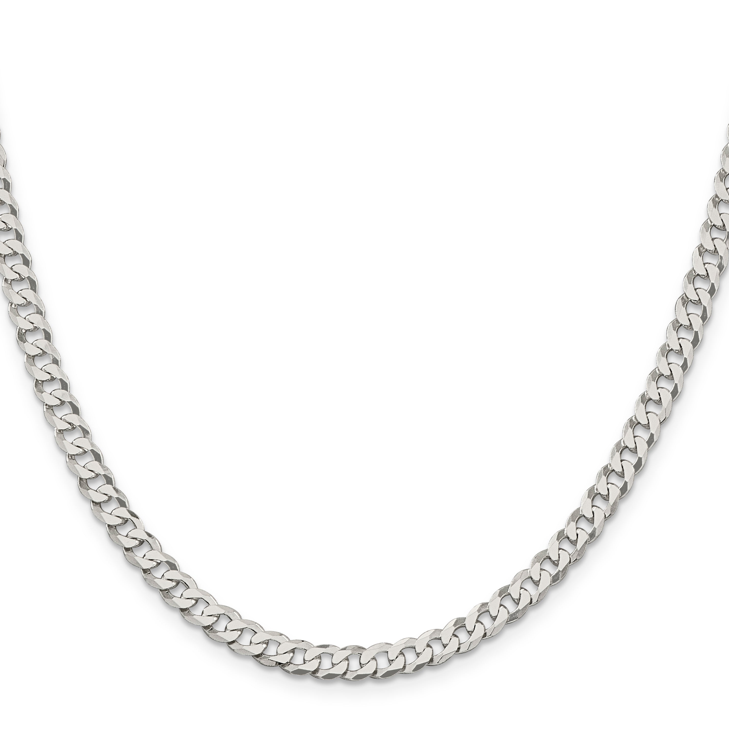 20 Inch Sterling Silver 5mm Beveled Curb Chain Necklace