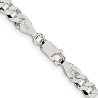 30 Inch Sterling Silver 5mm Beveled Curb Chain Necklace