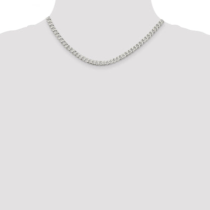 16 Inch Sterling Silver 5mm Beveled Curb Chain Necklace