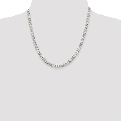 20 Inch Sterling Silver 5mm Beveled Curb Chain Necklace