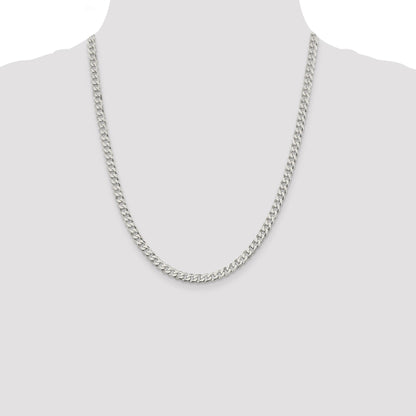 22 Inch Sterling Silver 5mm Beveled Curb Chain Necklace