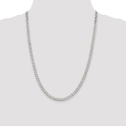 24 Inch Sterling Silver 5mm Beveled Curb Chain Necklace