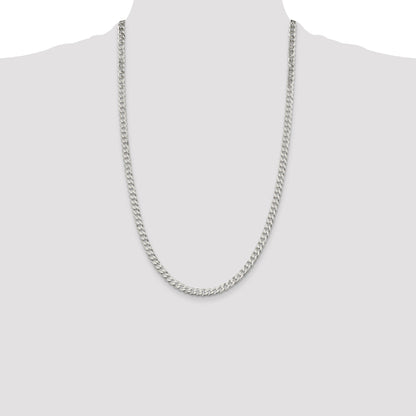 26 Inch Sterling Silver 5mm Beveled Curb Chain Necklace