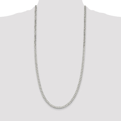 30 Inch Sterling Silver 5mm Beveled Curb Chain Necklace