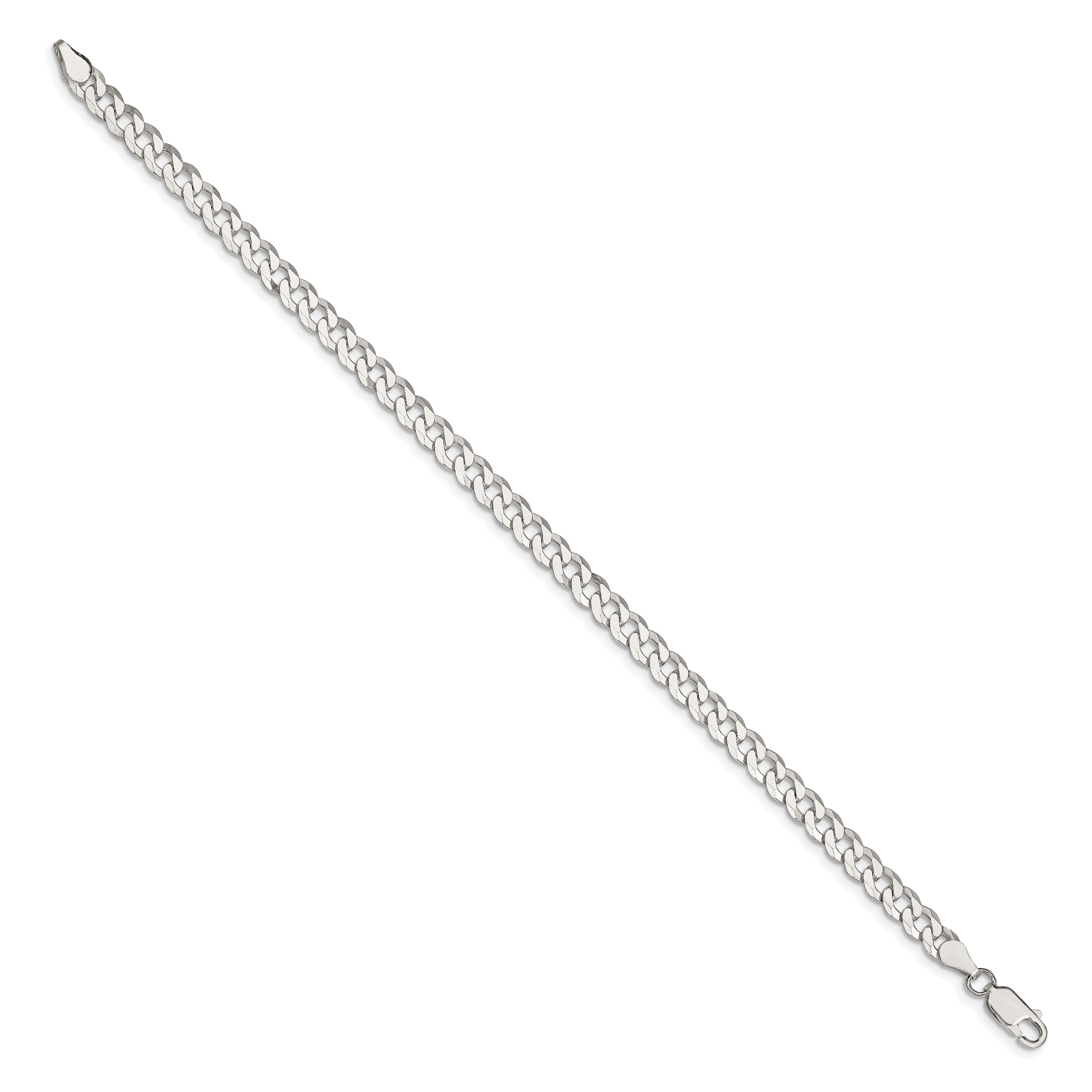 8 Inch Sterling Silver 5mm Beveled Curb Chain Bracelet