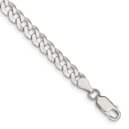 7 Inch Sterling Silver 5mm Beveled Curb Chain Bracelet