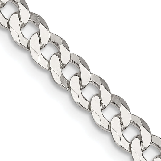 18 Inch Sterling Silver 5mm Beveled Curb Chain Necklace