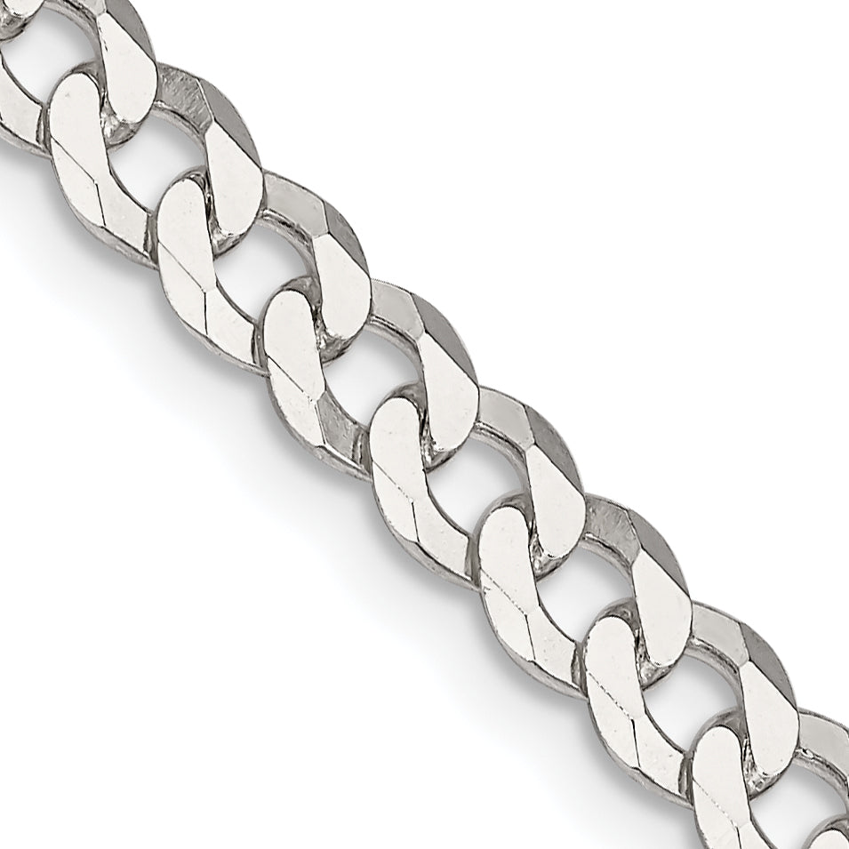 24 Inch Sterling Silver 5mm Beveled Curb Chain Necklace