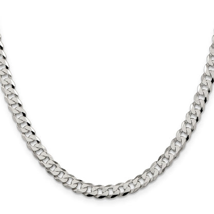 18 Inch Sterling Silver 6mm Beveled Curb Chain Necklace