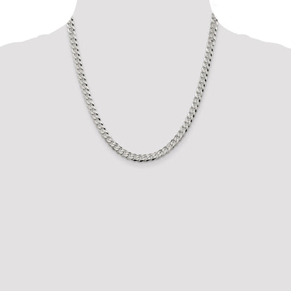 20 Inch Sterling Silver 6mm Beveled Curb Chain Necklace