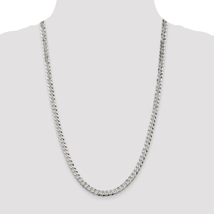 26 Inch Sterling Silver 6mm Beveled Curb Chain Necklace