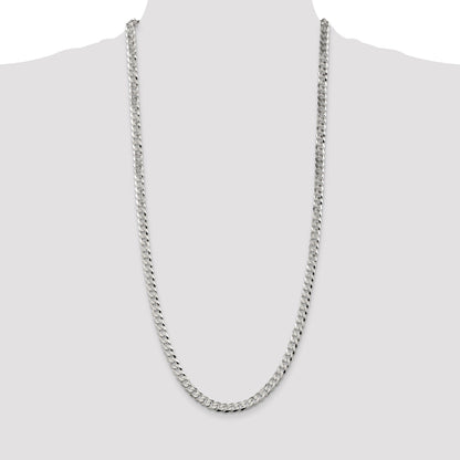 30 Inch Sterling Silver 6mm Beveled Curb Chain Necklace