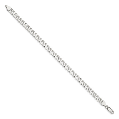 9 Inch Sterling Silver 6mm Beveled Curb Chain Bracelet