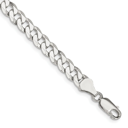 8 Inch Sterling Silver 6mm Beveled Curb Chain Bracelet