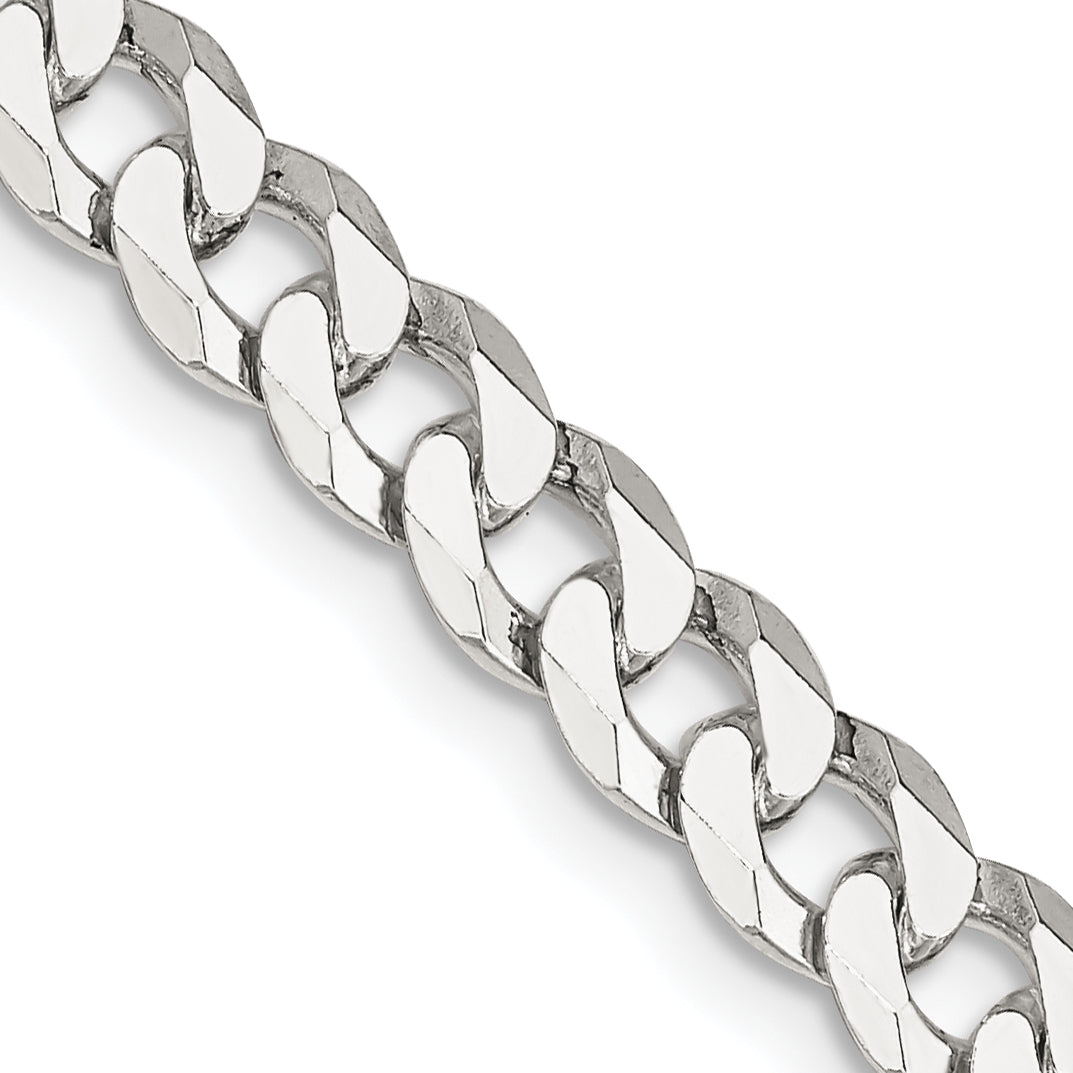 16 Inch Sterling Silver 6mm Beveled Curb Chain Necklace