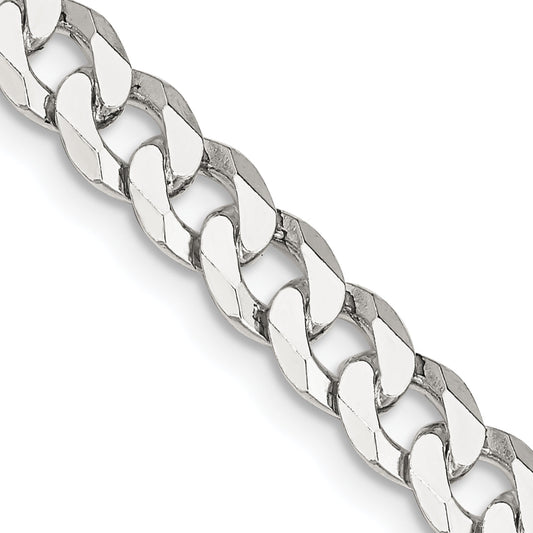 26 Inch Sterling Silver 6mm Beveled Curb Chain Necklace