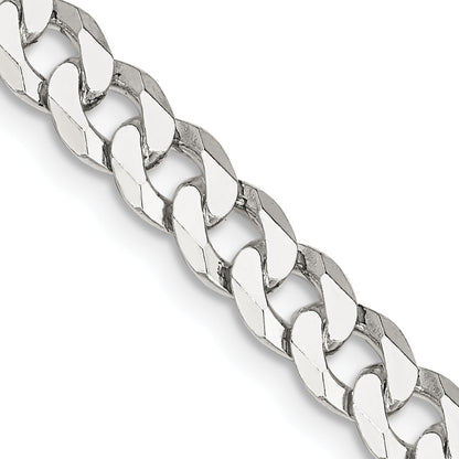 24 Inch Sterling Silver 6mm Beveled Curb Chain Necklace