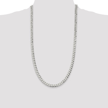 28 Inch Sterling Silver 7mm Beveled Curb Chain Necklace