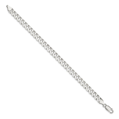 8 Inch Sterling Silver 7mm Beveled Curb Chain Bracelet