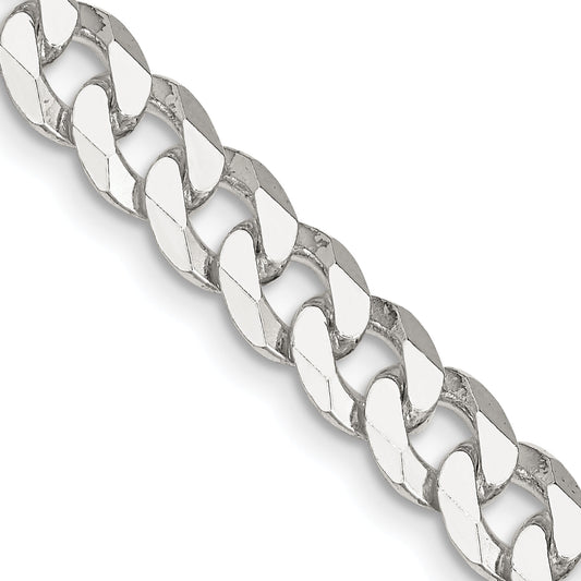 20 Inch Sterling Silver 7mm Beveled Curb Chain Necklace