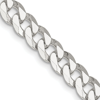 24 Inch Sterling Silver 7mm Beveled Curb Chain Necklace