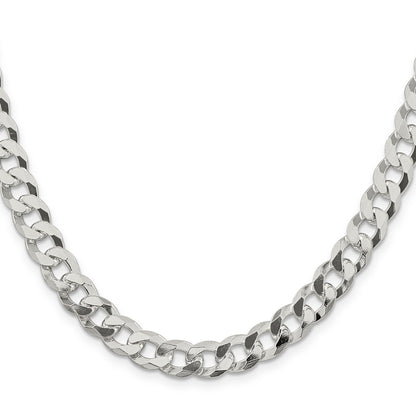 18 Inch Sterling Silver 8.5mm Beveled Curb Chain Necklace