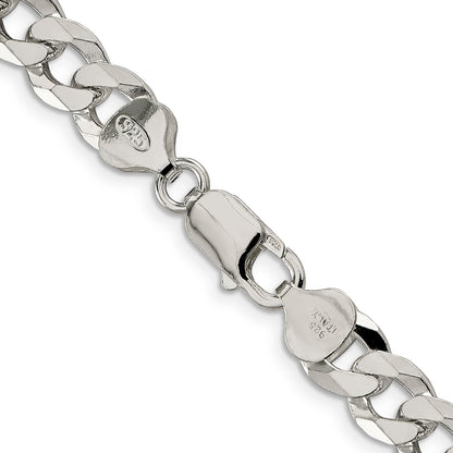 26 Inch Sterling Silver 8.5mm Beveled Curb Chain Necklace