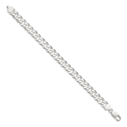 8 Inch Sterling Silver 8.5mm Beveled Curb Chain Bracelet