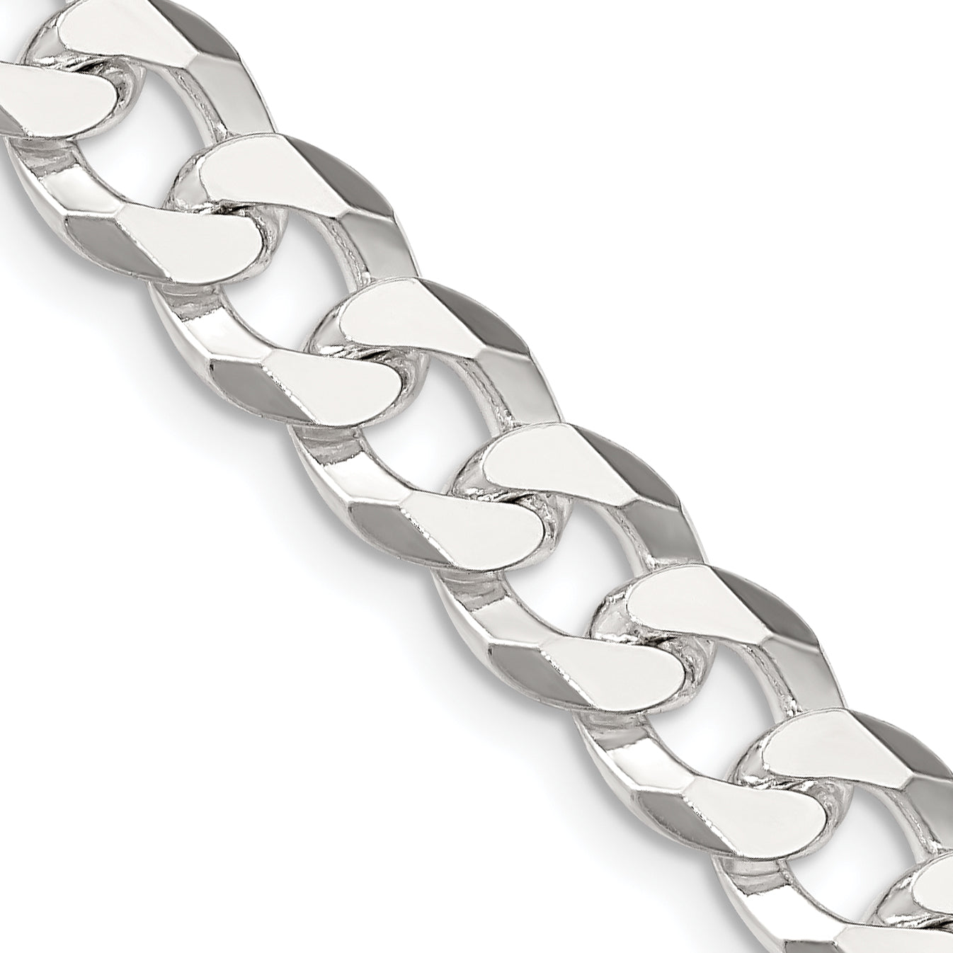 18 Inch Sterling Silver 8.5mm Beveled Curb Chain Necklace