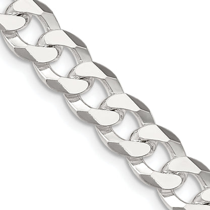 22 Inch Sterling Silver 8.5mm Beveled Curb Chain Necklace
