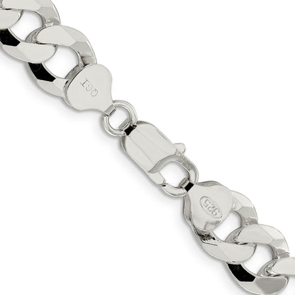 22 Inch Sterling Silver 10.6mm Beveled Curb Chain Necklace